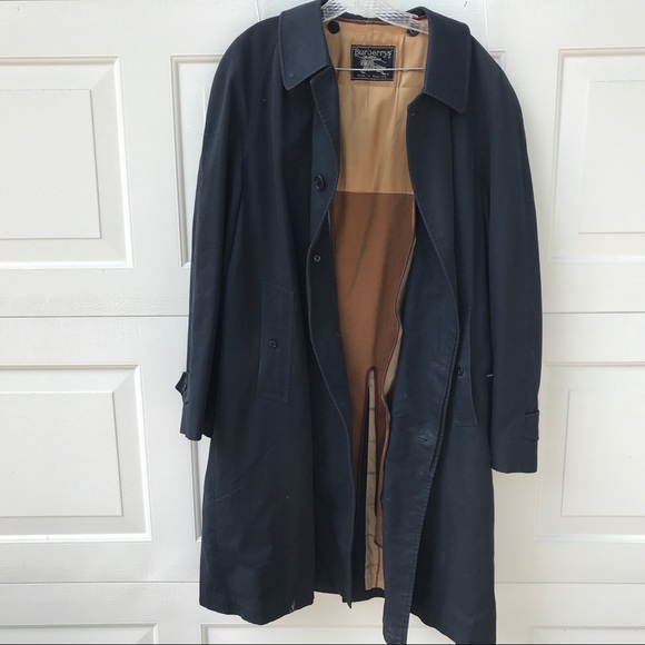 Burberry Other - Vintage Burberry Coat navy Blue trench large wool